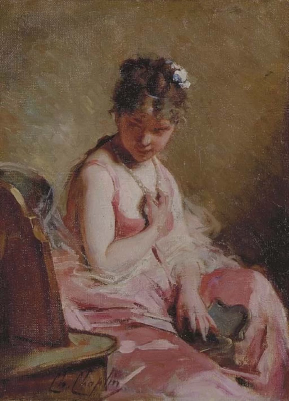 Charles Joshua Chaplin - Ragazza seduta in abito rosa